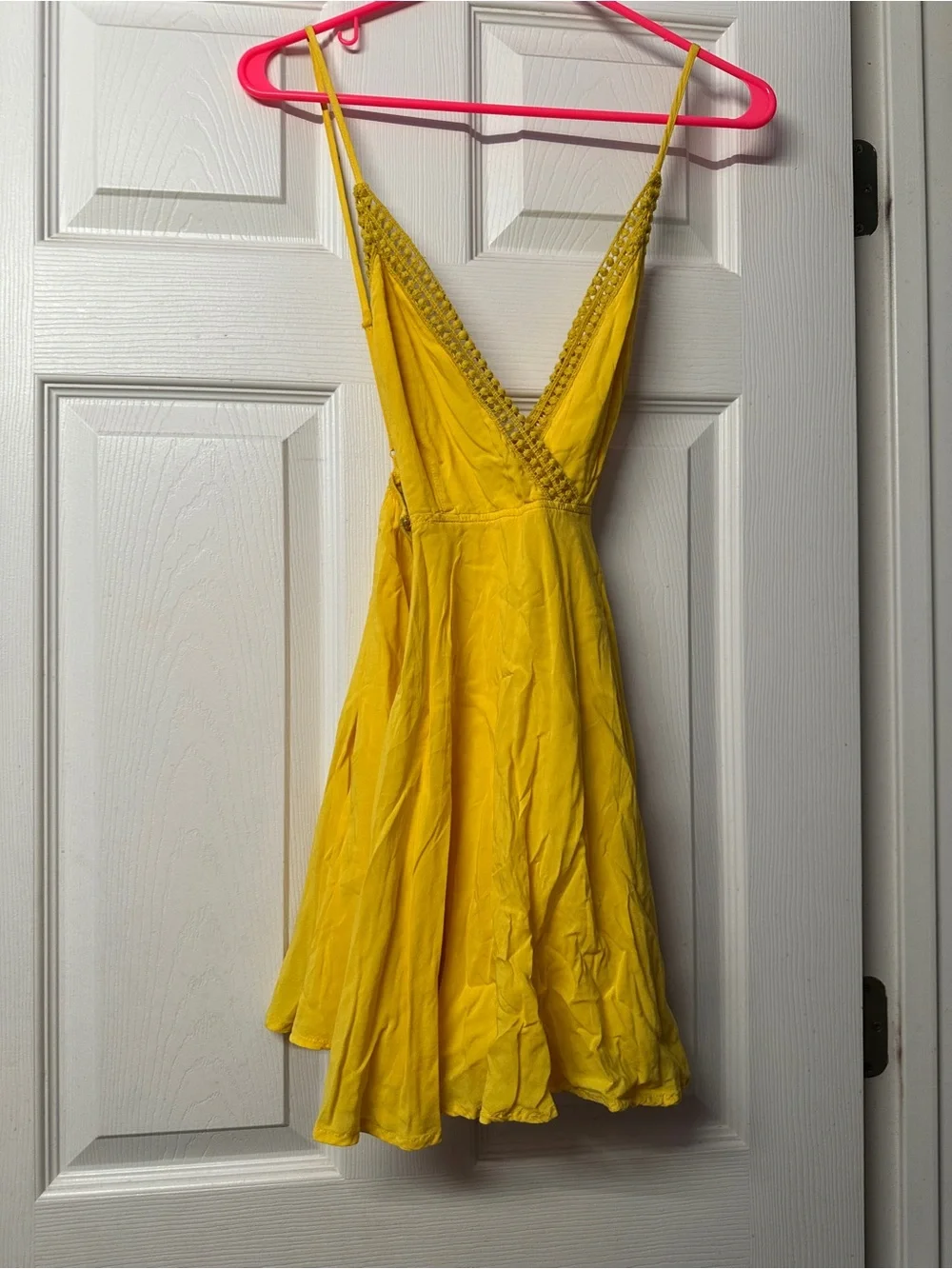 Forever 21 Yellow Lace-Trim Chemise Style Summer Dress